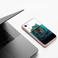 Чехол iPhone 7/8 матовый Подводный дом, цвет: 3D-светло-розовый — фото 2