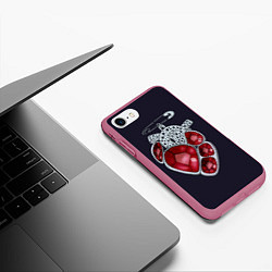 Чехол iPhone 7/8 матовый Брошь-сердце, цвет: 3D-малиновый — фото 2