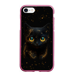 Чехол iPhone 7/8 матовый Черный котенок с желтыми глазами - нейросеть