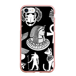 Чехол iPhone 7/8 матовый Египетские знаки на черном фоне, цвет: 3D-светло-розовый