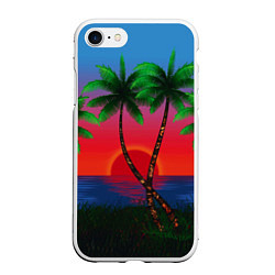 Чехол iPhone 7/8 матовый Пальмы и море, цвет: 3D-белый