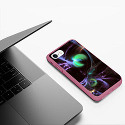Чехол iPhone 7/8 матовый Магические фиолетовые волны и цветные космические, цвет: 3D-малиновый — фото 2