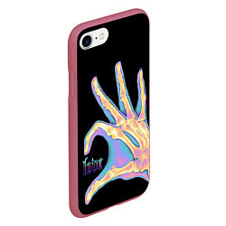 Чехол iPhone 7/8 матовый Сердечко правой рукой - неоновый рентген, цвет: 3D-малиновый — фото 2