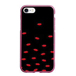 Чехол iPhone 7/8 матовый Поцелуи для любимого, цвет: 3D-малиновый