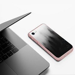 Чехол iPhone 7/8 матовый Красивый туманный лес, цвет: 3D-светло-розовый — фото 2
