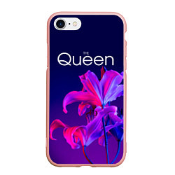 Чехол iPhone 7/8 матовый The Queen Королева и цветы, цвет: 3D-светло-розовый