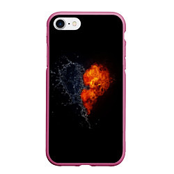 Чехол iPhone 7/8 матовый Любовь, огонь и вода, цвет: 3D-малиновый