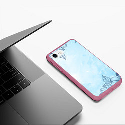 Чехол iPhone 7/8 матовый Морозные узоры, цвет: 3D-малиновый — фото 2