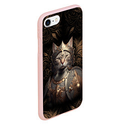 Чехол iPhone 7/8 матовый Кот в доспехах, цвет: 3D-светло-розовый — фото 2