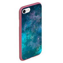 Чехол iPhone 7/8 матовый Абстрактный светло-синий космос и звёзды, цвет: 3D-малиновый — фото 2