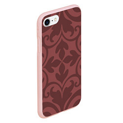 Чехол iPhone 7/8 матовый Красивые узоры на красном, цвет: 3D-светло-розовый — фото 2