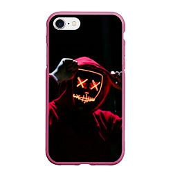Чехол iPhone 7/8 матовый Красно-оранжевый неоновый анонимус, цвет: 3D-малиновый
