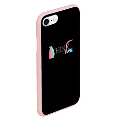Чехол iPhone 7/8 матовый Надпись think, цвет: 3D-светло-розовый — фото 2