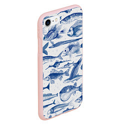 Чехол iPhone 7/8 матовый Морские рыбы, цвет: 3D-светло-розовый — фото 2