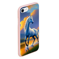 Чехол iPhone 7/8 матовый Белая лошадь на рассвете, цвет: 3D-светло-розовый — фото 2
