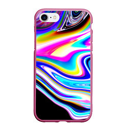 Чехол iPhone 7/8 матовый Неоновые размытые краски, цвет: 3D-малиновый