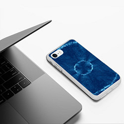 Чехол iPhone 7/8 матовый Синий круг тай-дай, цвет: 3D-белый — фото 2