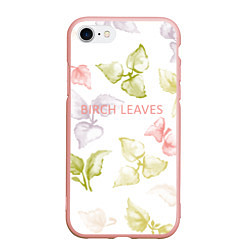 Чехол iPhone 7/8 матовый Birch leaves, цвет: 3D-светло-розовый