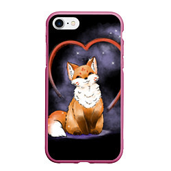 Чехол iPhone 7/8 матовый Милая лисица кицунэ, цвет: 3D-малиновый