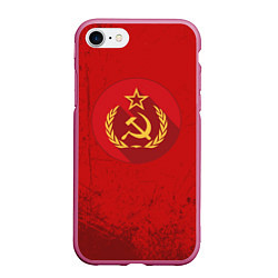 Чехол iPhone 7/8 матовый Тень СССР, цвет: 3D-малиновый