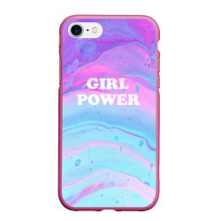 Чехол iPhone 7/8 матовый Girl power fluid art, цвет: 3D-малиновый