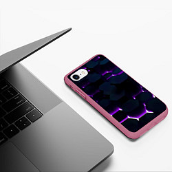 Чехол iPhone 7/8 матовый Неоновые соты с подсветкой, цвет: 3D-малиновый — фото 2