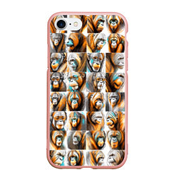Чехол iPhone 7/8 матовый Орангутаны, цвет: 3D-светло-розовый