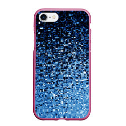 Чехол iPhone 7/8 матовый Геометрическое множество синих кубов, цвет: 3D-малиновый