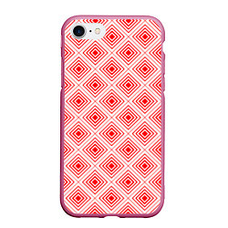 Чехол iPhone 7/8 матовый Красный ромбический паттерн, цвет: 3D-малиновый