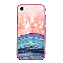 Чехол iPhone 7/8 матовый Абстрактный пейзаж рассвет над морем, цвет: 3D-малиновый