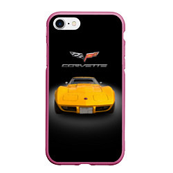 Чехол iPhone 7/8 матовый Американский маслкар Chevrolet Corvette Stingray, цвет: 3D-малиновый