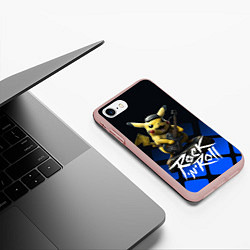 Чехол iPhone 7/8 матовый Пикачу Рокnroll, цвет: 3D-светло-розовый — фото 2