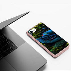 Чехол iPhone 7/8 матовый Синий лист абстракция, цвет: 3D-светло-розовый — фото 2