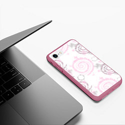 Чехол iPhone 7/8 матовый Тай дай пудровый, цвет: 3D-малиновый — фото 2