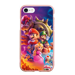 Чехол iPhone 7/8 матовый Братья Супер Марио в кино, цвет: 3D-светло-розовый