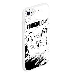 Чехол iPhone 7/8 матовый Powerwolf рок кот на светлом фоне, цвет: 3D-белый — фото 2