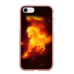 Чехол iPhone 7/8 матовый Огненный конь мчится, цвет: 3D-светло-розовый