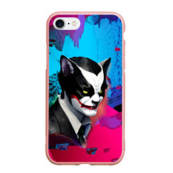 Чехол iPhone 7/8 матовый Dude-cat - neural network - pop art, цвет: 3D-светло-розовый