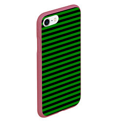 Чехол iPhone 7/8 матовый Черно-зеленые полосы, цвет: 3D-малиновый — фото 2