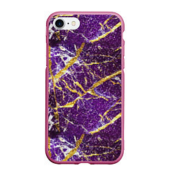 Чехол iPhone 7/8 матовый Фиолетовые и золотые блестки, цвет: 3D-малиновый