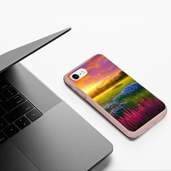 Чехол iPhone 7/8 матовый Летний закат, цвет: 3D-светло-розовый — фото 2