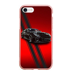 Чехол iPhone 7/8 матовый Английский спортивный автомобиль Jaguar, цвет: 3D-светло-розовый