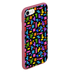 Чехол iPhone 7/8 матовый Тетрис лего паттерн, цвет: 3D-малиновый — фото 2