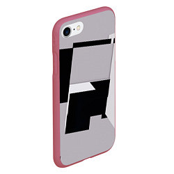 Чехол iPhone 7/8 матовый Белые и чёрные кубы в геометрии, цвет: 3D-малиновый — фото 2