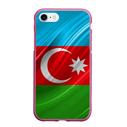 Чехол iPhone 7/8 матовый Азербайджанский флаг, цвет: 3D-малиновый