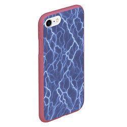 Чехол iPhone 7/8 матовый Электрический разряд на голубом фоне, цвет: 3D-малиновый — фото 2