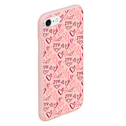 Чехол iPhone 7/8 матовый I love you паттерн, цвет: 3D-светло-розовый — фото 2