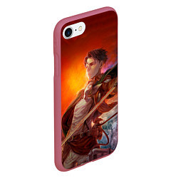Чехол iPhone 7/8 матовый Капитан - Леви из Атака Титанов, цвет: 3D-малиновый — фото 2