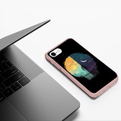 Чехол iPhone 7/8 матовый Утро ночь в виде черепа, цвет: 3D-светло-розовый — фото 2