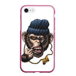 Чехол iPhone 7/8 матовый Макака гангстер, цвет: 3D-малиновый